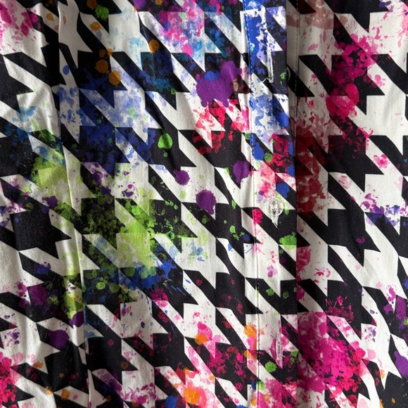 Sassy Jones Women’s Multicolor Houndstooth Floral button down shirt - Picture 2 of 3